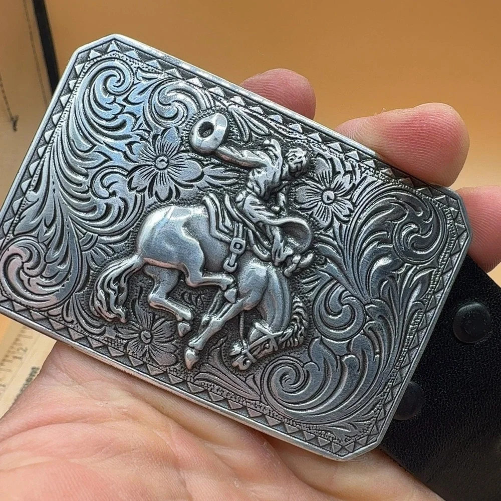 Nocona Genuine Leather Western Belt Black Rodeo Bronc Rider Size 36